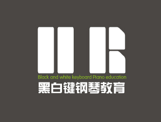 文大為的黑白鍵鋼琴教育logo設計