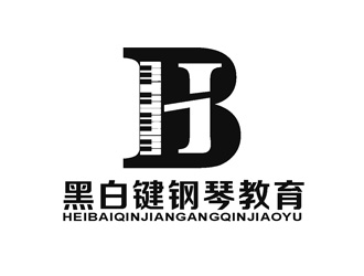 黑白鍵鋼琴教育logo設計